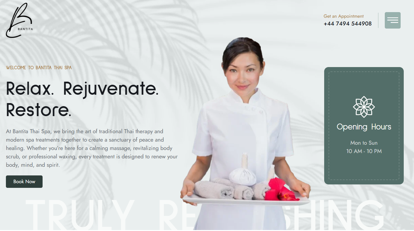 Bantita Thai Spa website preview