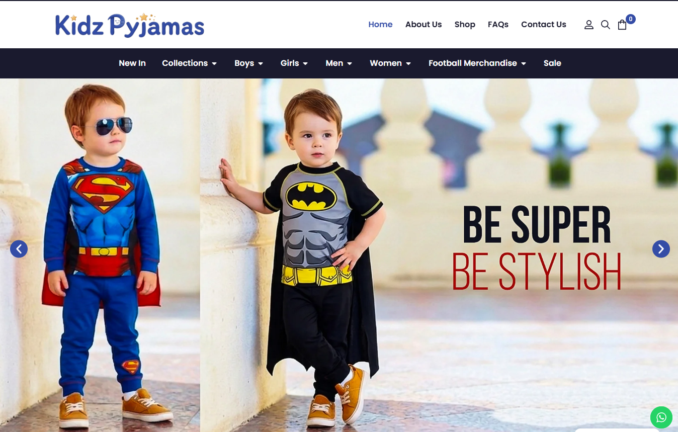 Kidz Pyjamas website preview